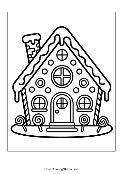 Adult Gingerbread House Coloring Pages sample thumbnail