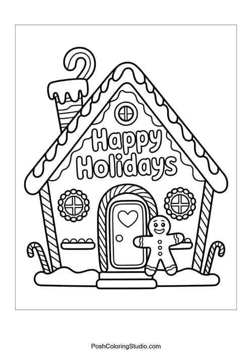 A gingerbread house with a bow decoration.