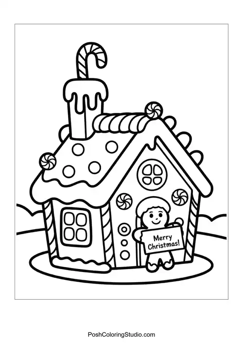 A gingerbread house with a whimsical design.
