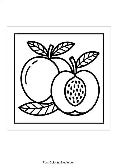 An orange with a slice and flowers.