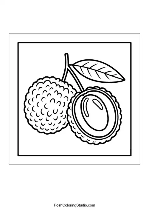 A lychee with a textured outer shell and seed.