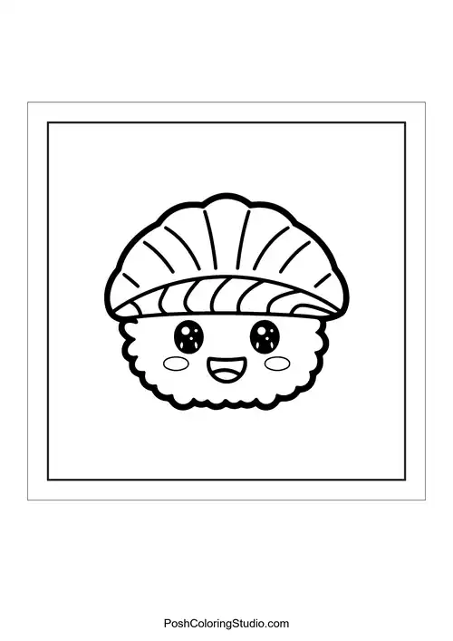 Bold Easy Kawaii Sushi Coloring Pages sample thumbnail