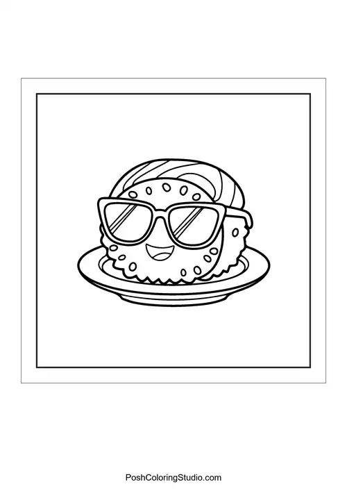 A sushi roll with a happy face and a smile.