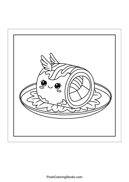 A sushi roll with a smiling face and a friend.