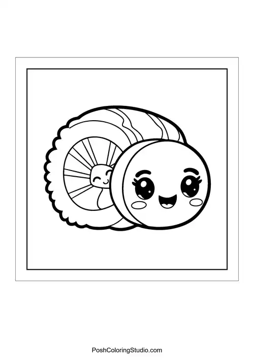 A sushi character with a happy face and a smile.