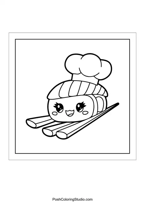 A sushi character with a happy face and a smile.