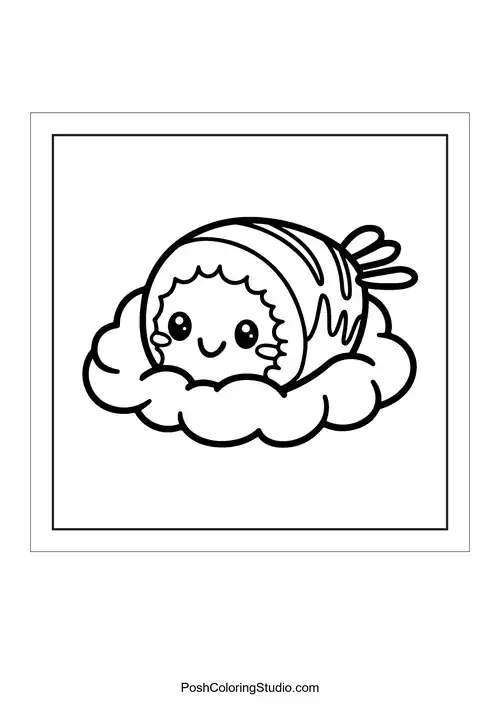 A sushi roll with a smiling face and a friend.