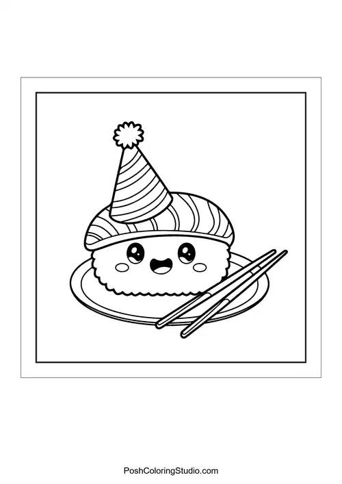 A sushi character with a happy face and a smile.