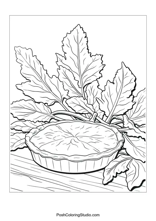 A pie on a decorative plate with a fork.