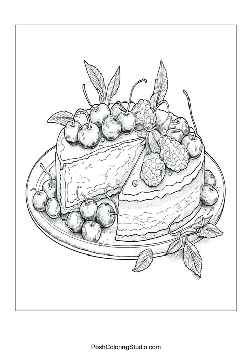 A slice of cake with cherries on top.