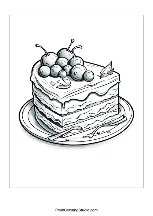 A cake with a cherry and decorative swirls.