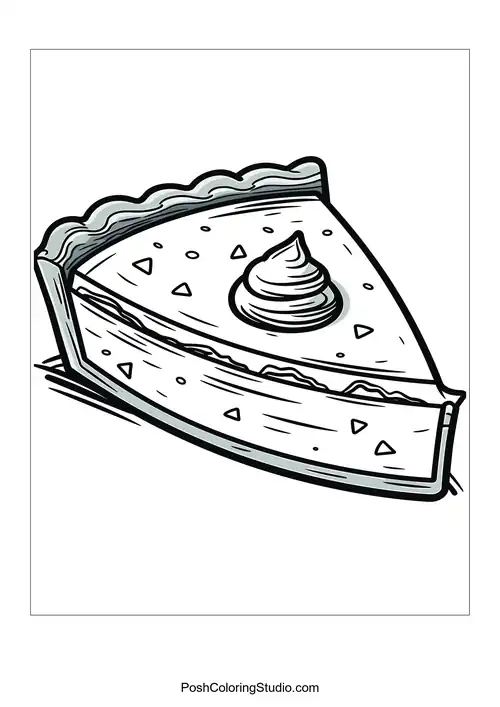 A slice of cake with a dollop of whipped cream on top.