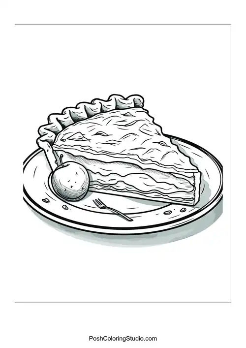A slice of pie with an apple on the side.