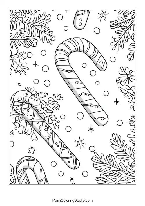 Candy Cane Christmas Coloring Pages sample thumbnail