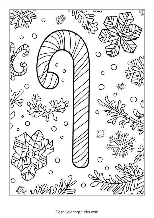 Three candy canes with festive decorations and stars.