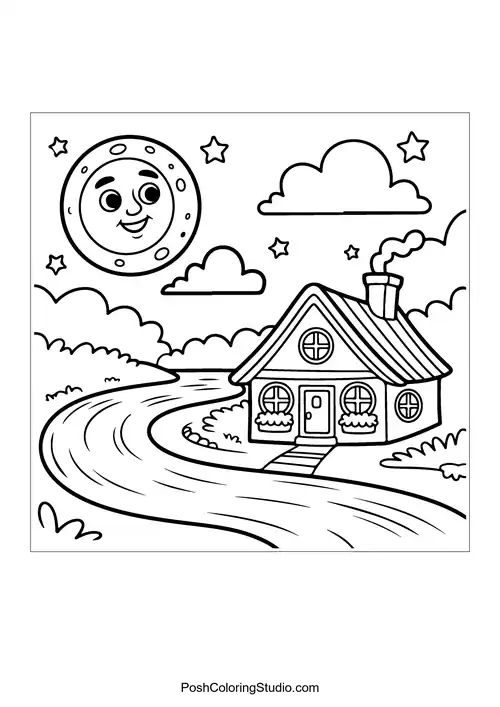 Candy House Coloring Pages sample thumbnail