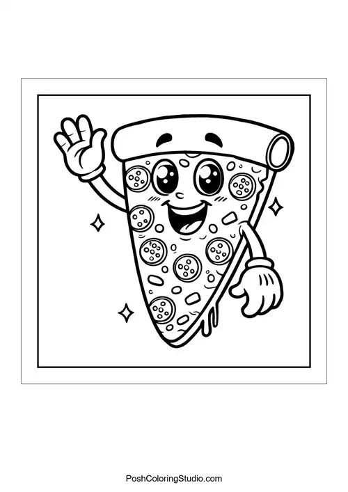 Cozy Pizza Bold Easy Coloring Pages sample thumbnail