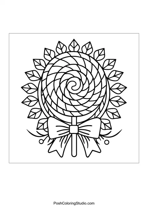 Flowers Lollipop Coloring Pages sample thumbnail