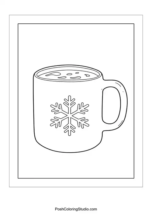 A cup of hot cocoa with a smiling face.