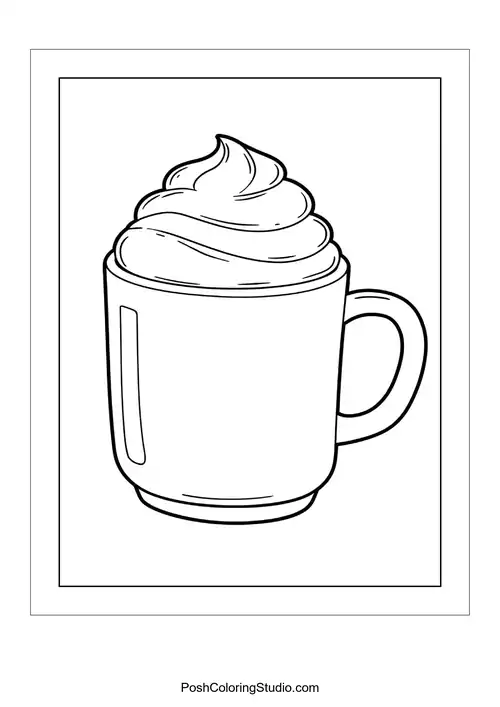 A cup of hot cocoa topped with whipped cream.