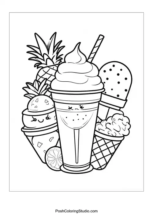 Summer Ice Cream Coloring Pages sample thumbnail
