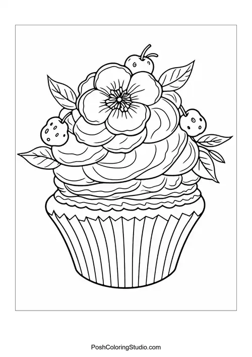 Sweet Cupcake Coloring Pages sample thumbnail