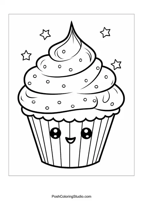 A cupcake with a flower and decorative sprinkles.