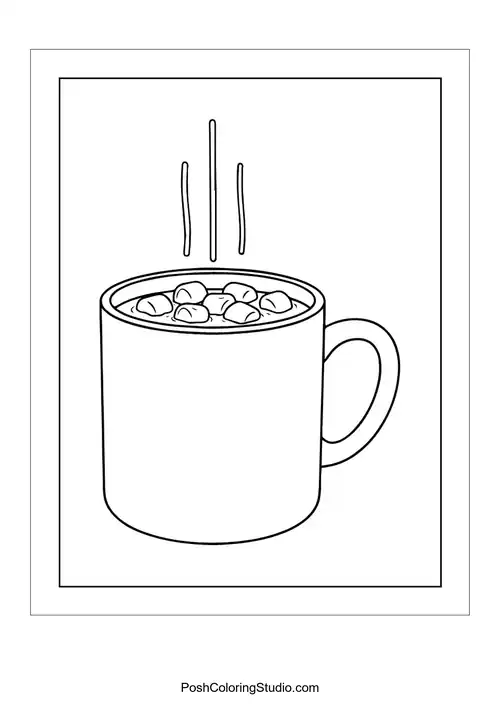 A mug of hot cocoa with steam and no details.