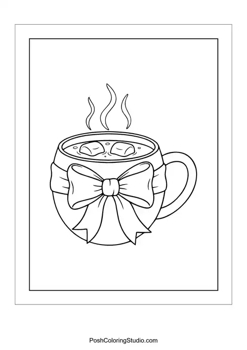 Three mugs of hot cocoa with steam rising.