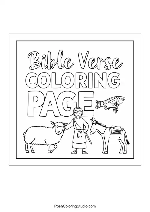 A figure with animals and a Bible verse.