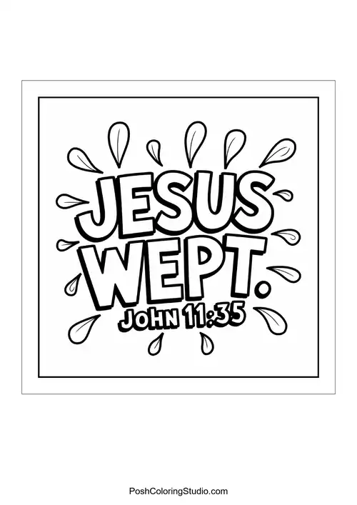 The phrase 'Jesus Wept.' with decorative elements.