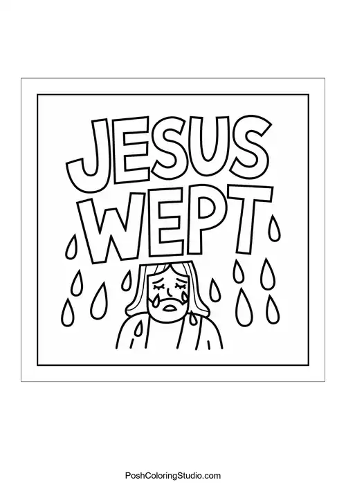 The phrase 'Jesus Wept.' with a crying figure.
