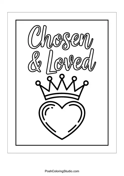 A heart with a crown and the phrase 'Chosen & Loved.'.
