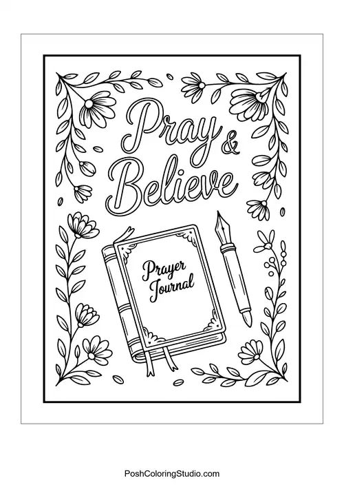 An open book with 'Pray & Believe.'.