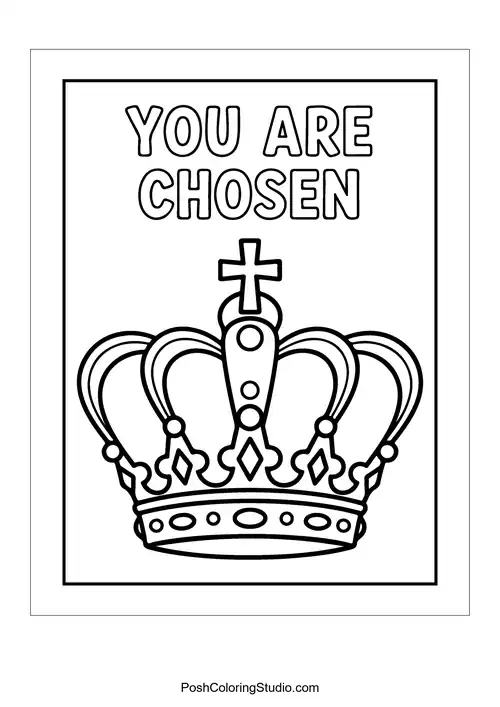 A crown with 'You are Chosen.'.