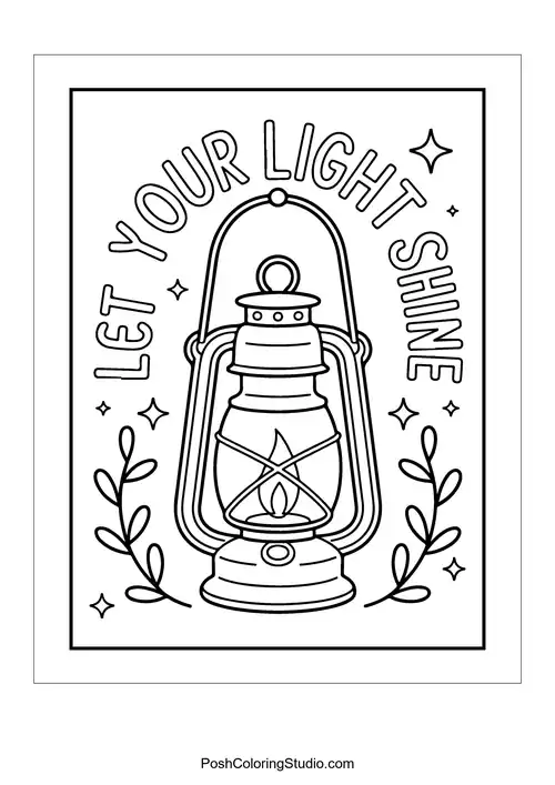 A lantern with the phrase 'Let Your Light Shine.'.