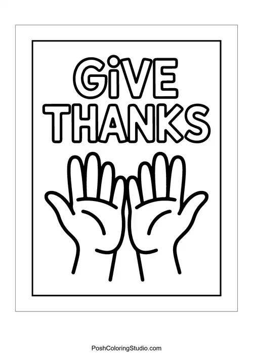 Two hands raised with 'Give Thanks.'.