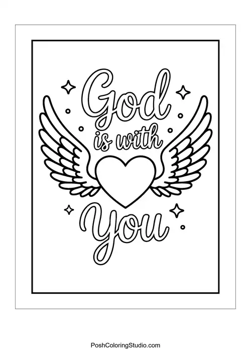 A heart with wings and 'God is with You.'.