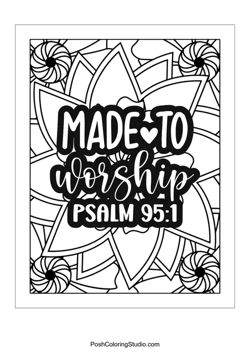 A star-shaped design with the quote 'Made to Worship'.