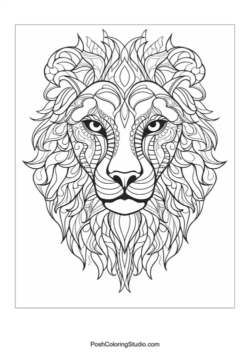Stylized fox head with flowing fur and ornate details.