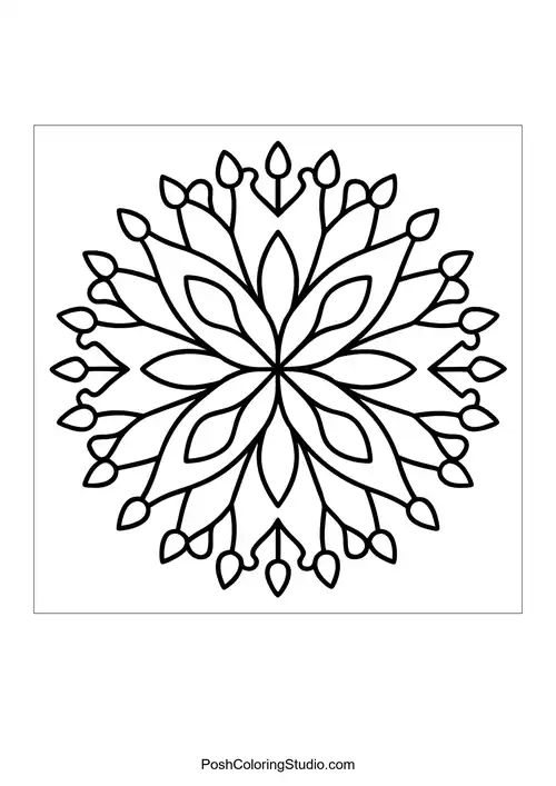 Intricate flower mandala with layered leaves and petals.