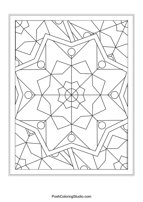 A bold flower design with rounded petals and intricate details.