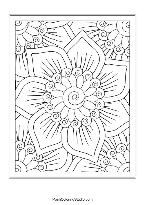 Geometric mandala with layered patterns and lines.