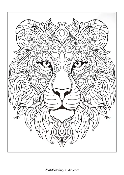 Mandala Lion Coloring Pages sample thumbnail