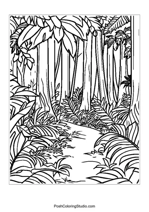 A close-up of tropical plants with intricate leaf patterns.