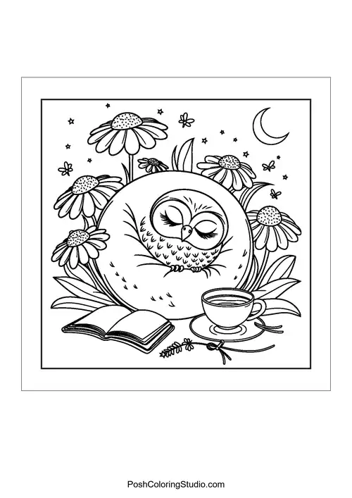 Bold Easy Hygge Nature Coloring Pages sample thumbnail