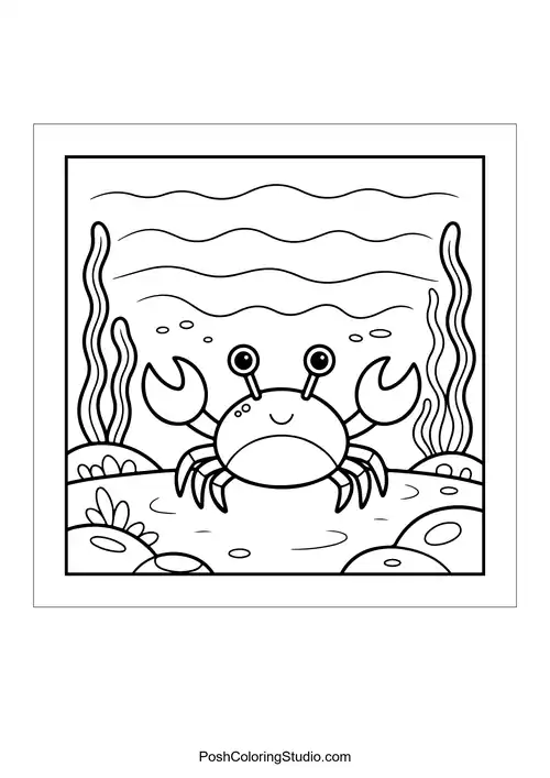 Cute Ocean Animal Coloring Pages sample thumbnail