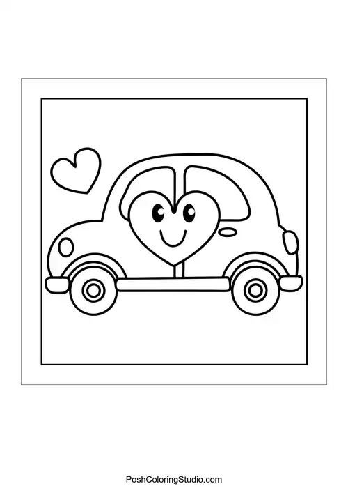 A cute car with a heart-shaped design on it.