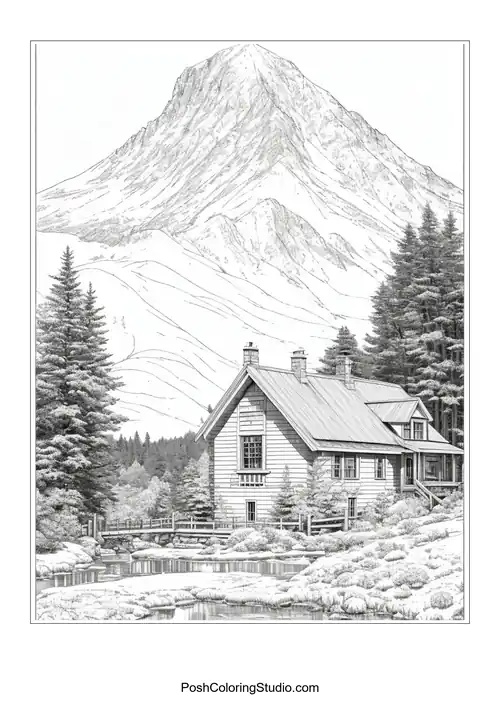 Mountain Scenery Coloring Pages sample thumbnail