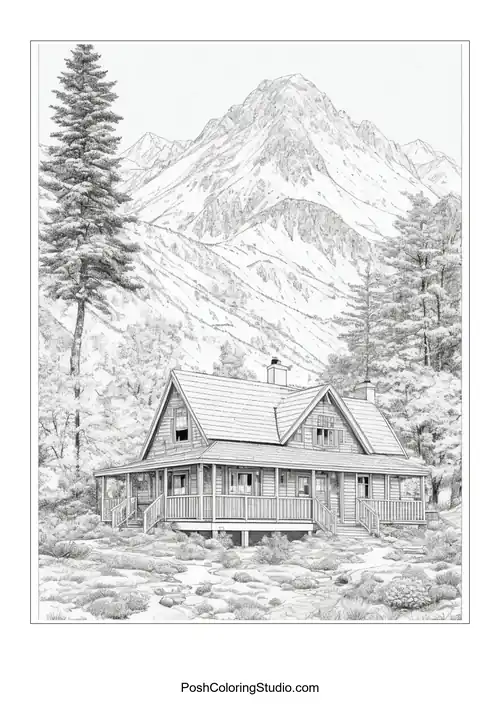 A cozy house with a mountain view and rocky terrain.
